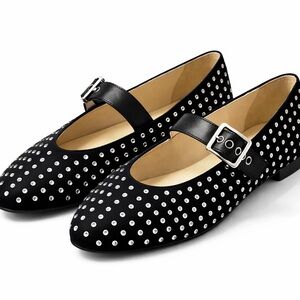 Ann Taylor Black and Silver Studded Flats